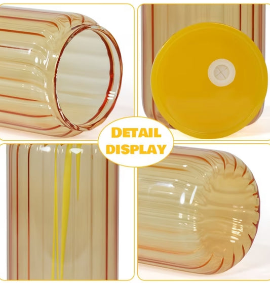 Custom 16oz Glass Ribbed Tumbler