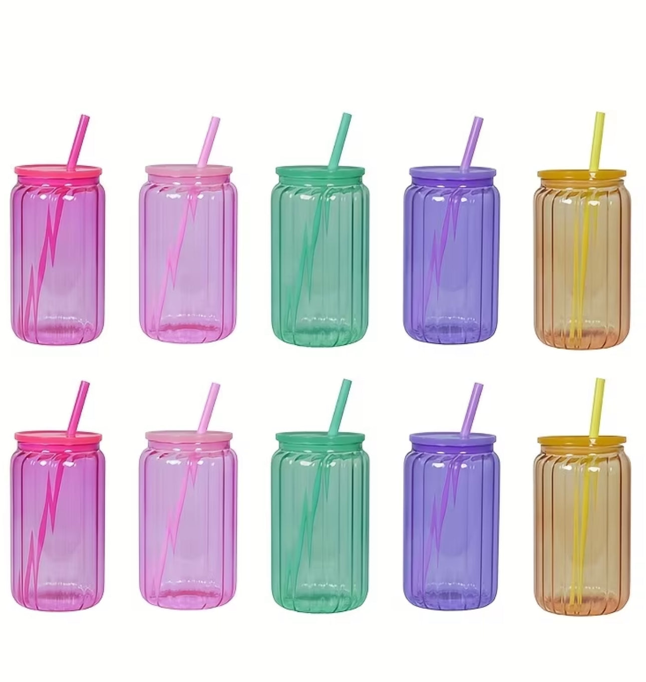 Custom 16oz Glass Ribbed Tumbler